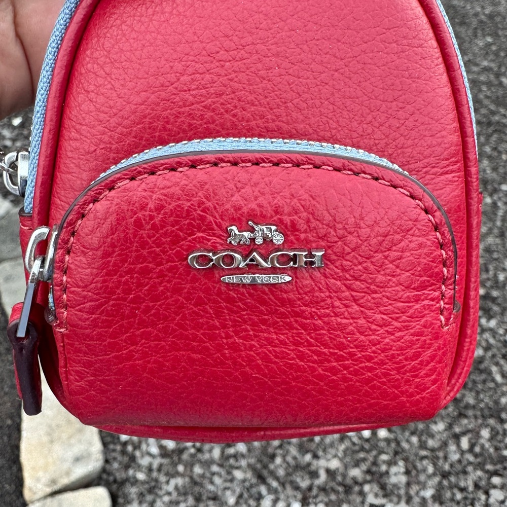 Coach Mini Backpack NWT Bag Charm Keychain Red Leather - Picture 10 of 12